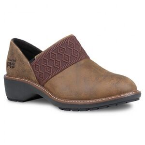 Timberland PRO Women's Riveter Alloy Toe Brown Leather Slip On Work Shoe Size 10